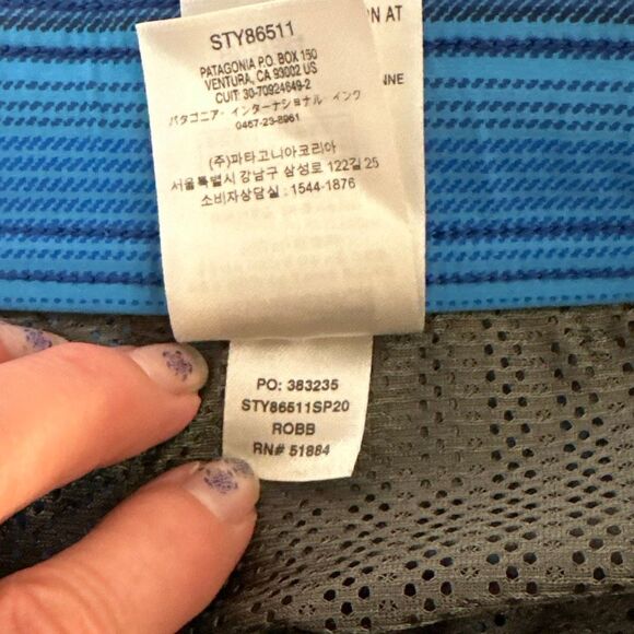 Patagonia Stretch Wavefarer Volley Shorts 16" Mens Medium Blue Striped Board - Picture 9 of 9